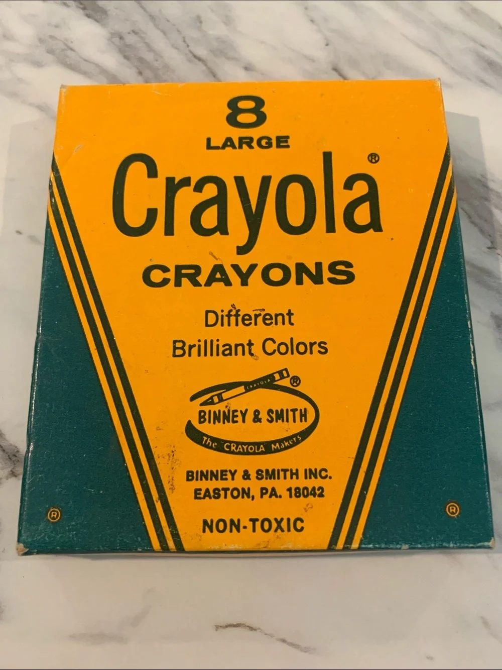 Vintage Crayola Yellow and Teal Retro Crayon Box